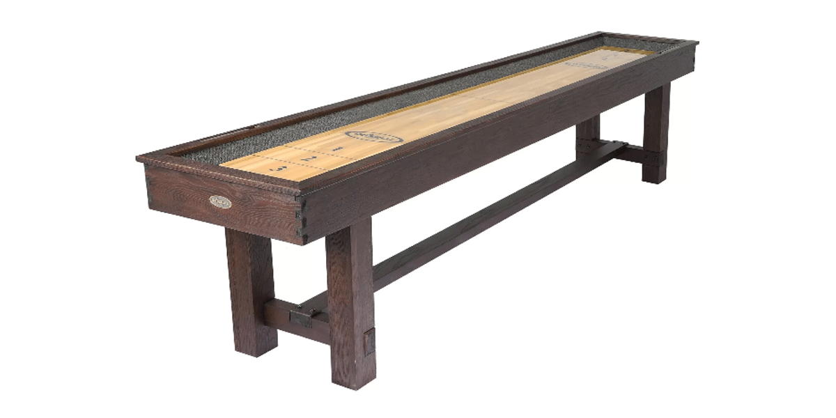 The Reno 12ft, Weathered Dark Chestnut Shuffleboard Table
