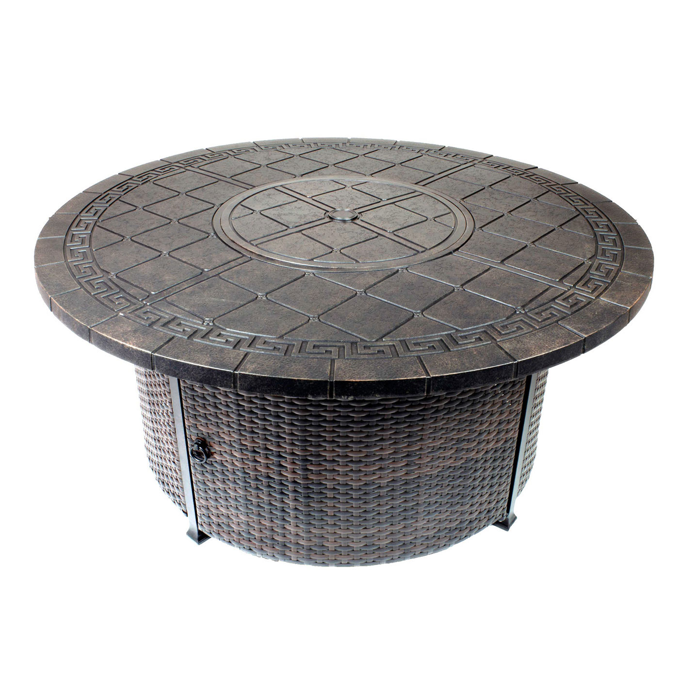 52" Round Aztec Chat Firepit Table (Burner or Ice Bucket Optional)